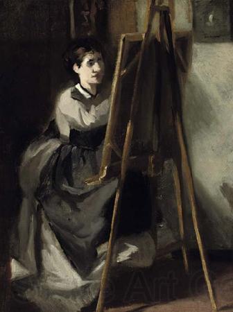 Eva Gonzales Portrait of Sister as Artist Norge oil painting art